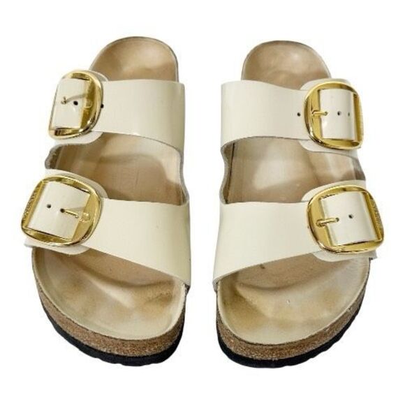 Birkenstock Women’s Arizona Big Buckle High Shine Cream Comfort Sandals Size 40